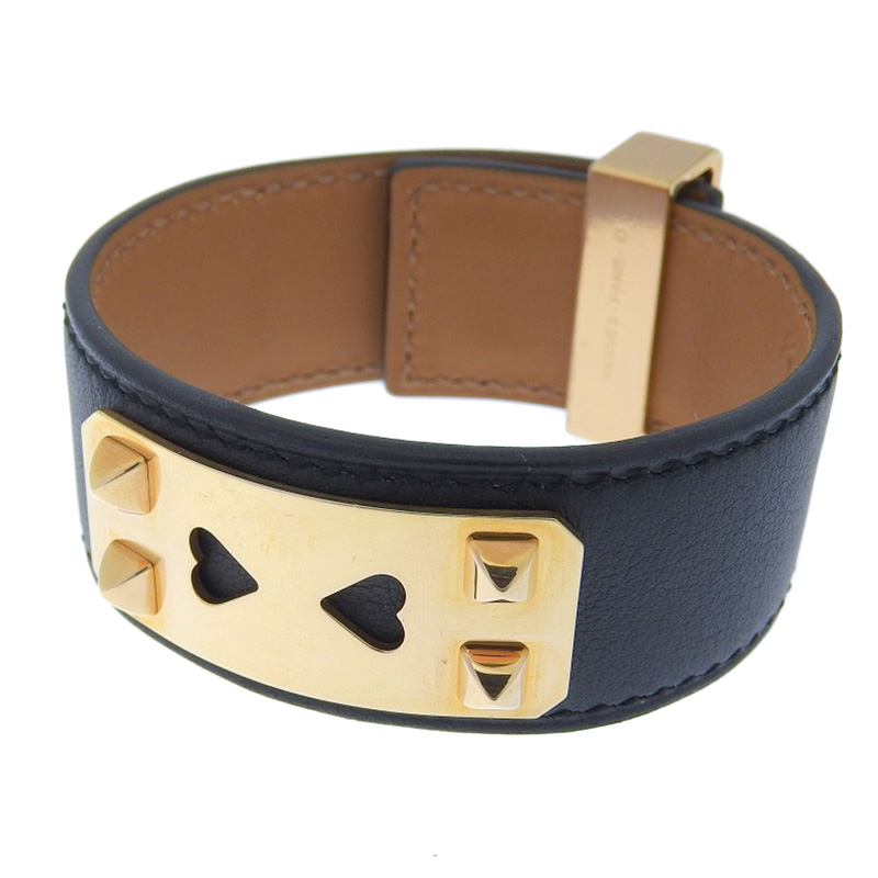http://エルメス%20HERMES%20コリエ・ド・シアン%20アス・ドゥ・クール%20ブレスレット%20レザー%20ブラック%20#T2%20Z刻印%202021年%20美品%20HE0891