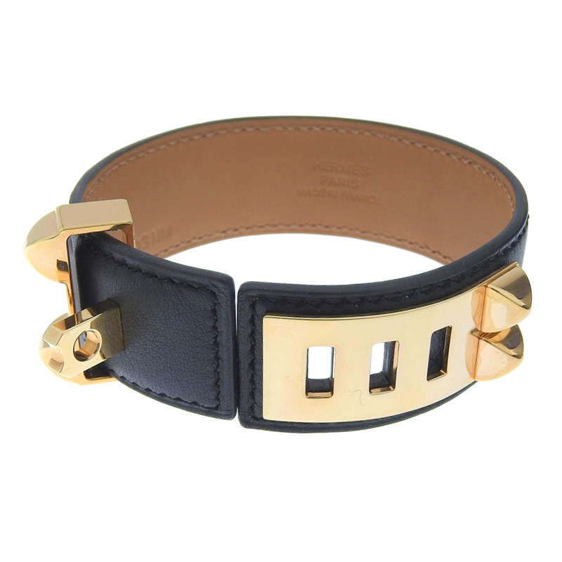 http://エルメス%20HERMES%20コリエ・ド・シアン%20アス・ドゥ・クール%20ブレスレット%20レザー%20ブラック%20#T2%20Z刻印%202021年%20美品%20HE0891