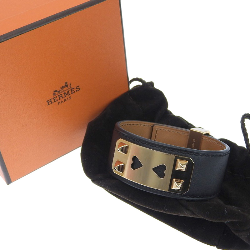 http://エルメス%20HERMES%20コリエ・ド・シアン%20アス・ドゥ・クール%20ブレスレット%20レザー%20ブラック%20#T2%20Z刻印%202021年%20美品%20HE0891