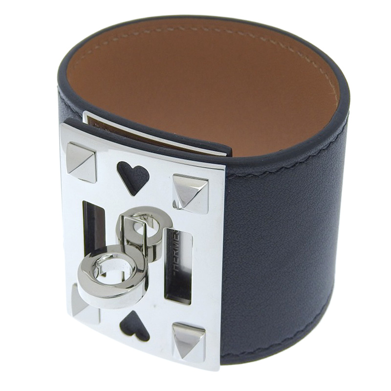 エルメス HERMES アス・ドゥ・クール ブレスレット バングル レザー ブラック #T2 Y刻印 2020年 美品 HE0892