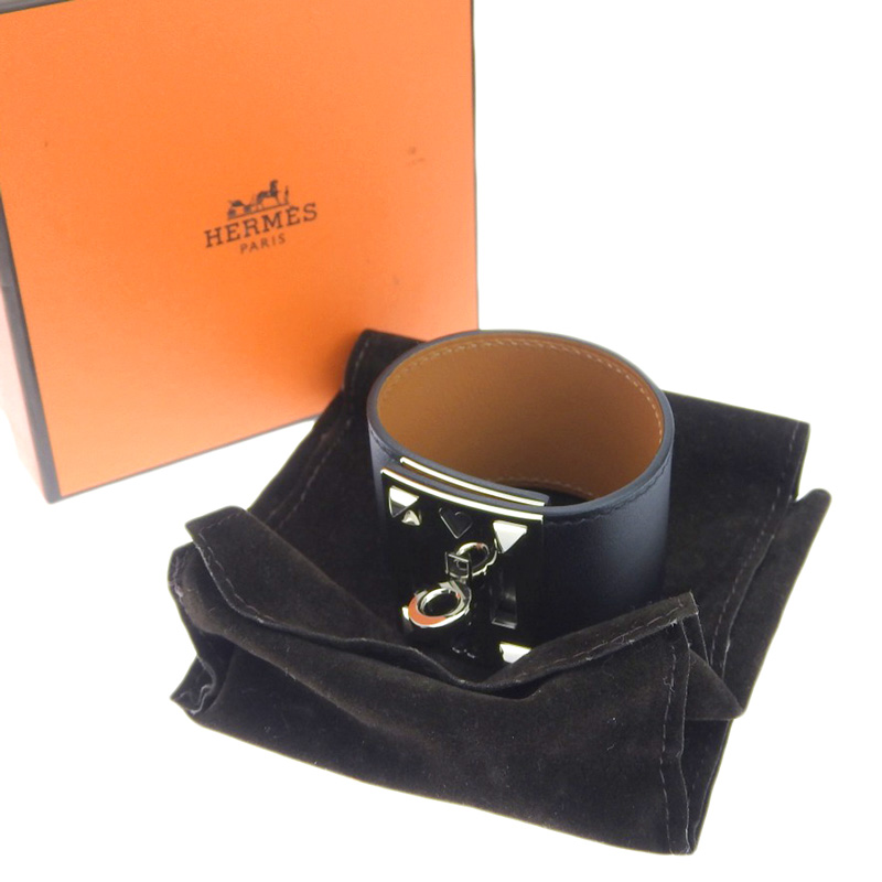 http://エルメス%20HERMES%20アス・ドゥ・クール%20ブレスレット%20バングル%20レザー%20ブラック%20#T2%20Y刻印%202020年%20美品%20HE0892