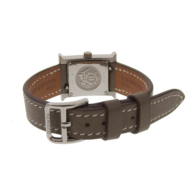 http://エルメス%20HERMES%20Hウォッチミニ%20レディース%20クォーツ%20腕時計%20SS/革%20ホワイト文字盤%20HH1.110%20中古%20HE0893
