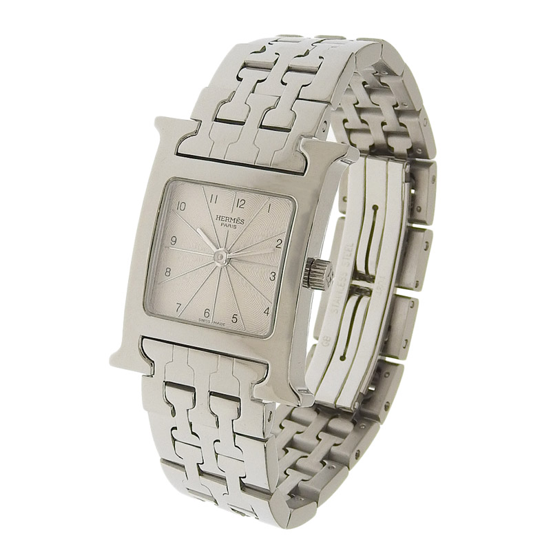 http://エルメス%20HERMES%20Hウォッチ%20レディース%20クォーツ%20腕時計%20SS%20ホワイト文字盤%20HH1.210%20中古%20HE0911
