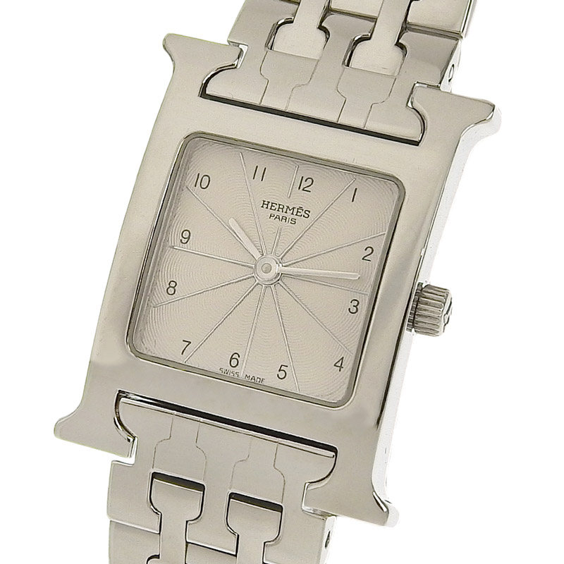 http://エルメス%20HERMES%20Hウォッチ%20レディース%20クォーツ%20腕時計%20SS%20ホワイト文字盤%20HH1.210%20中古%20HE0911