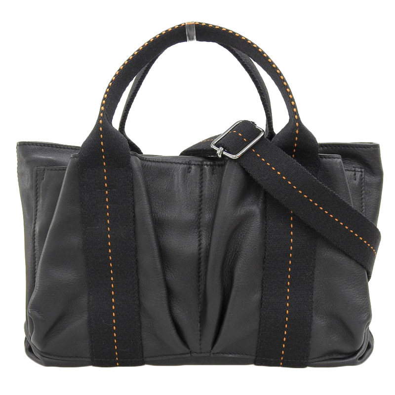 エルメス HERMES キャラバンホリゾンタルPM 2WAYバッグ ハンド ショルダー バッグ レザー ブラック □J刻印 2006年 中古 HE0895