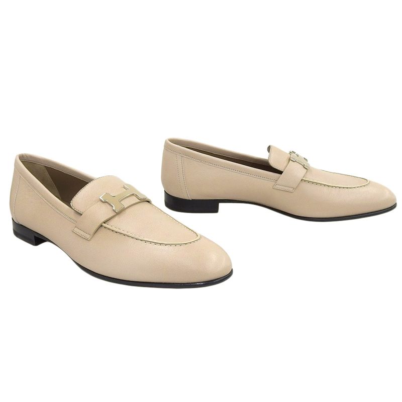 http://エルメス%20HERMES%20モカシンパリ%20Hバックル%20ローファー%20靴%20レザー%20ベージュ%2039%201/2%20AF222066Z%20美品%20HE0896