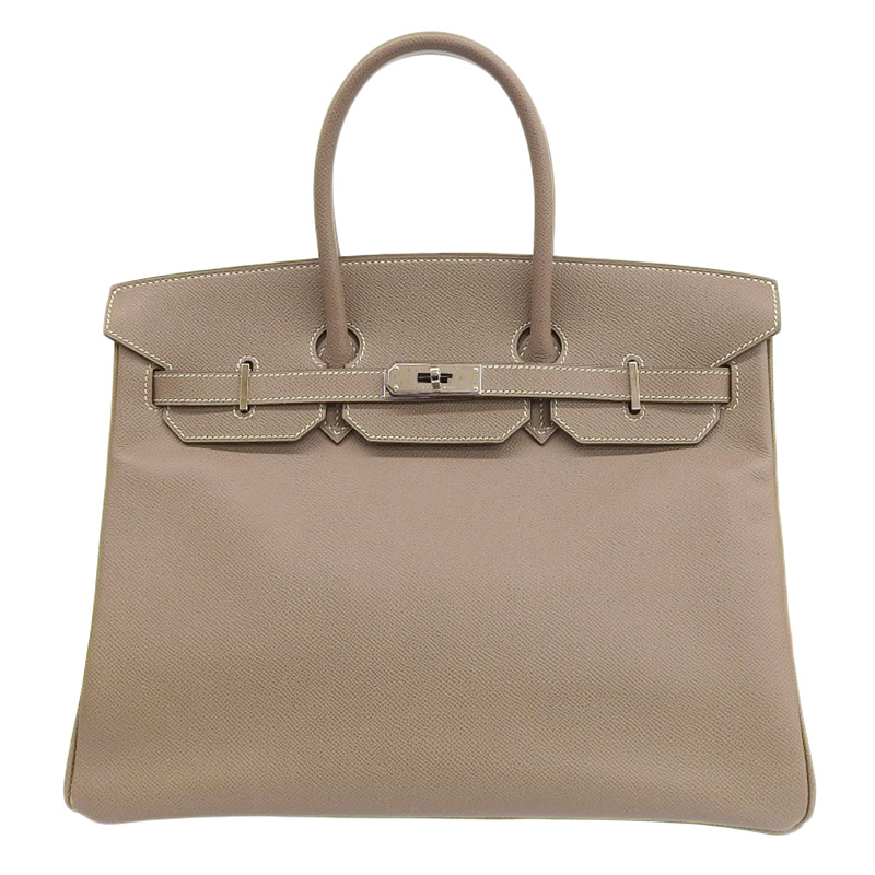 エルメス HERMES バーキン35 ハンドバッグ ヴォーエプソン エトゥープ SV金具 □M刻印 2009年 中古 HE0898