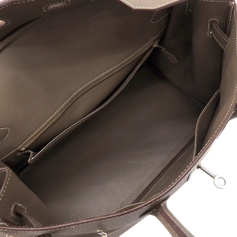 http://エルメス%20HERMES%20バーキン35%20ハンドバッグ%20ヴォーエプソン%20エトゥープ%20SV金具%20□M刻印%202009年%20中古%20HE0898