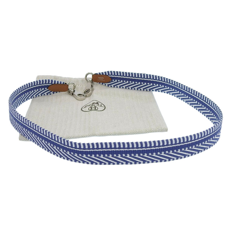 http://エルメス%20HERMES%20バンドリエール%20ショルダーストラップ%20キャンバス/レザー%20ブルー/ホワイト%20C刻印%202018年%20中古%20HE0900