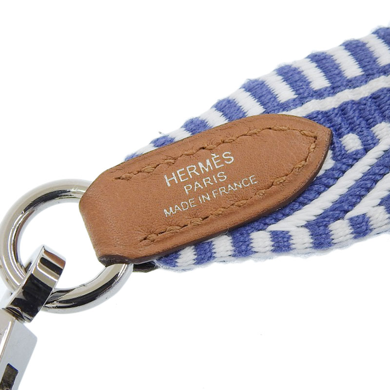 http://エルメス%20HERMES%20バンドリエール%20ショルダーストラップ%20キャンバス/レザー%20ブルー/ホワイト%20C刻印%202018年%20中古%20HE0900