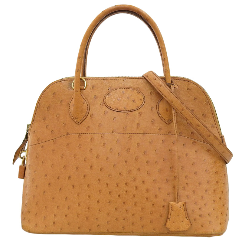 エルメス HERMES ボリード31 2WAYバッグ ハンドバッグ ショルダーバッグ オーストリッチ ブラウン 〇X刻印 1994年 中古 HE0908