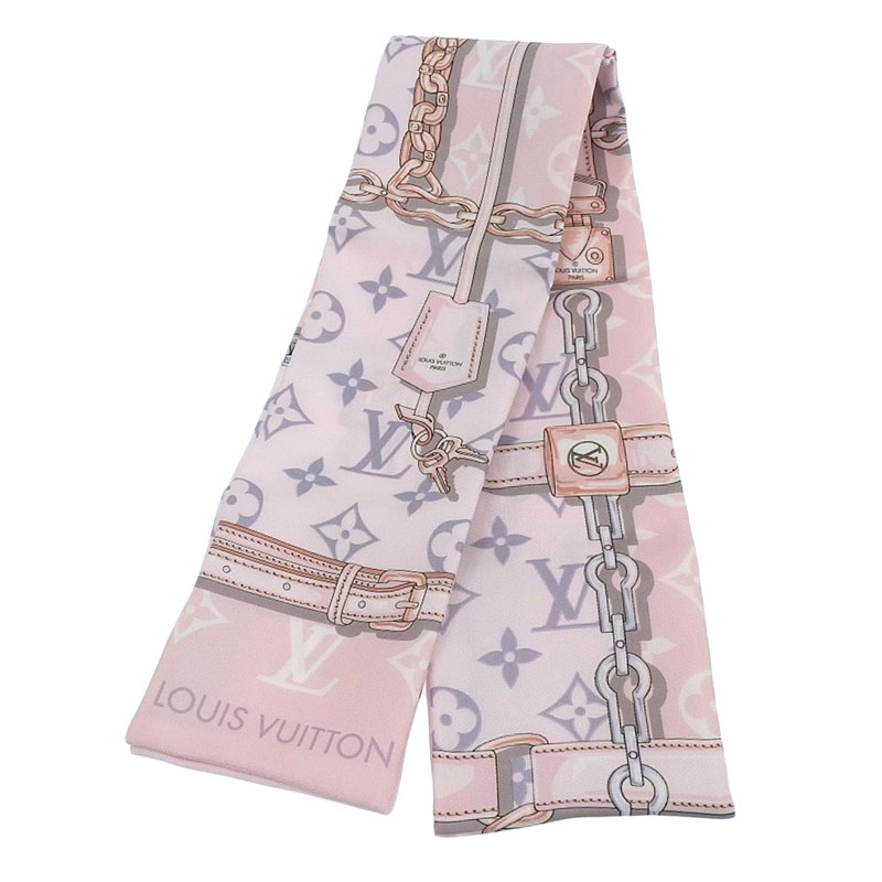 ルイヴィトン LOUISVUITTON バンドー・モノグラムコンフィデンシャル バンドー スカーフ シルク ローズクレール M70637 中古 LV1519