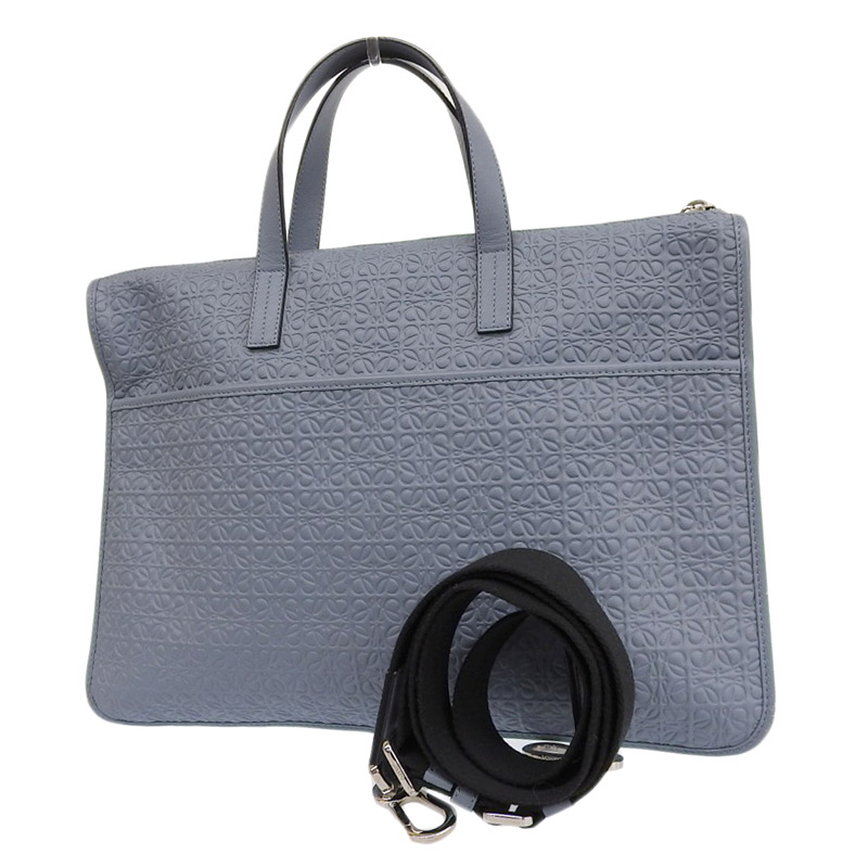 http://ロエベ%20LOEWE%202WAYバッグ%20ハンドバッグ%20ショルダーバッグ%20アナグラム%20レザー%20ストーンブルー%20中古%20OB1695