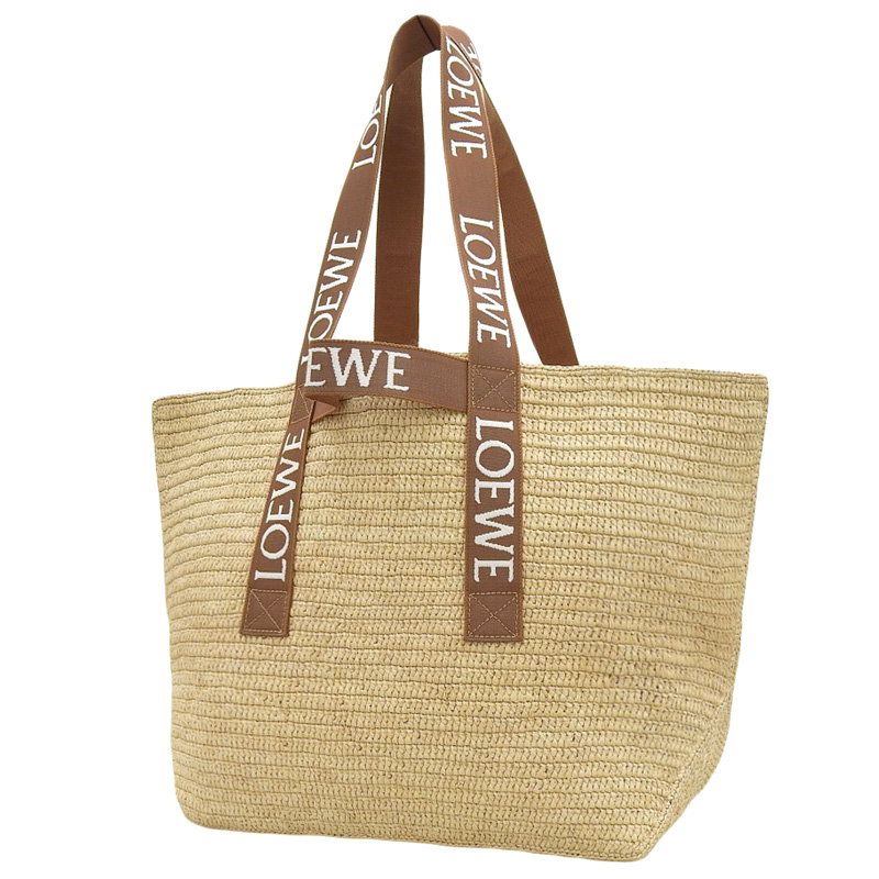 http://ロエベ%20LOEWE%20フォールドショッパー%20ショルダー%20トートバッグ%20ラフィア/キャンバス%20ナチュラル/タン%20LEB507X23X04%20中古%20OB1701