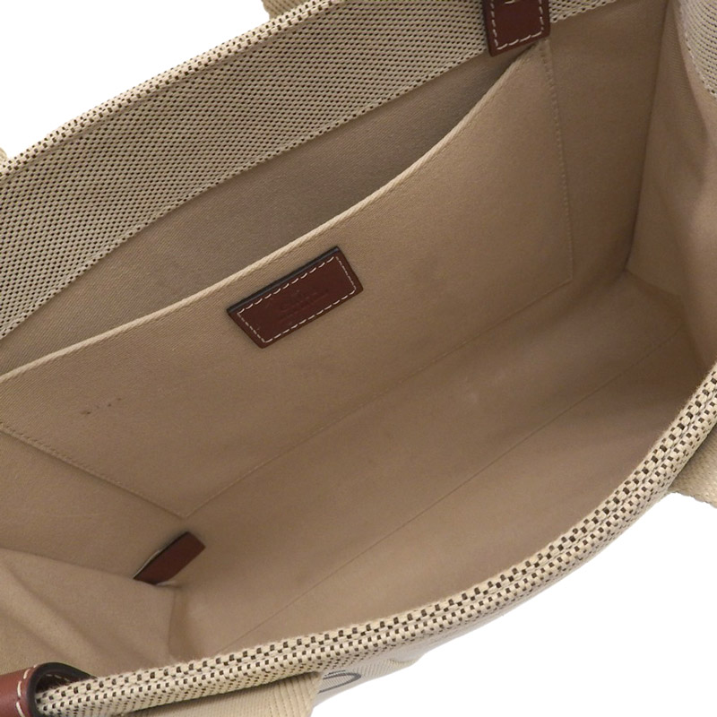 http://クロエ%20CHLOE%20ウッディ%20ミディアムトート%20トートバッグ%20キャンバス/レザー%20ベージュ/ブラウン%20CHC22AS%20中古%20OB1702