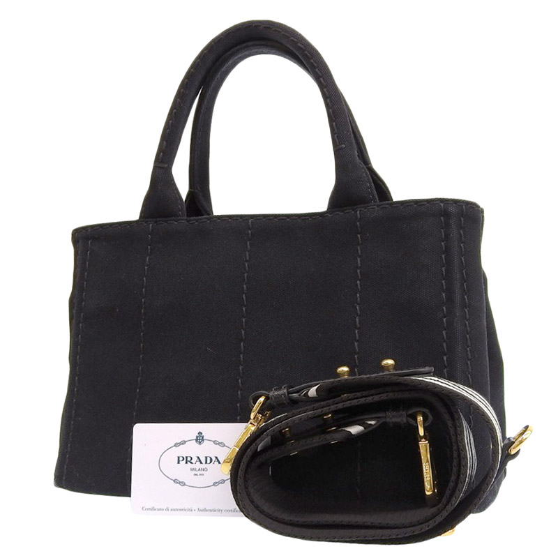 http://プラダ%20PRADA%20カナパ%202WAYバッグ%20トートバッグ%20ハンドバッグ%20ショルダーバッグ%20キャンバス%20ブラック%201BG439%20中古%20OB1704