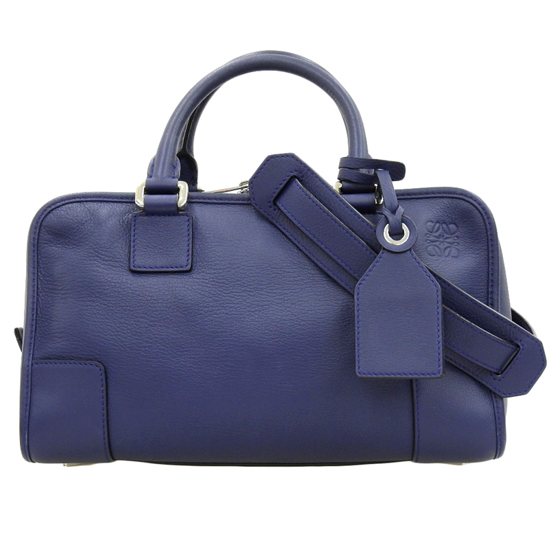 ロエベ LOEWE アマソナ28 2WAYバッグ ハンドバッグ ショルダーバッグ レザー ネイビー 中古 OB1712