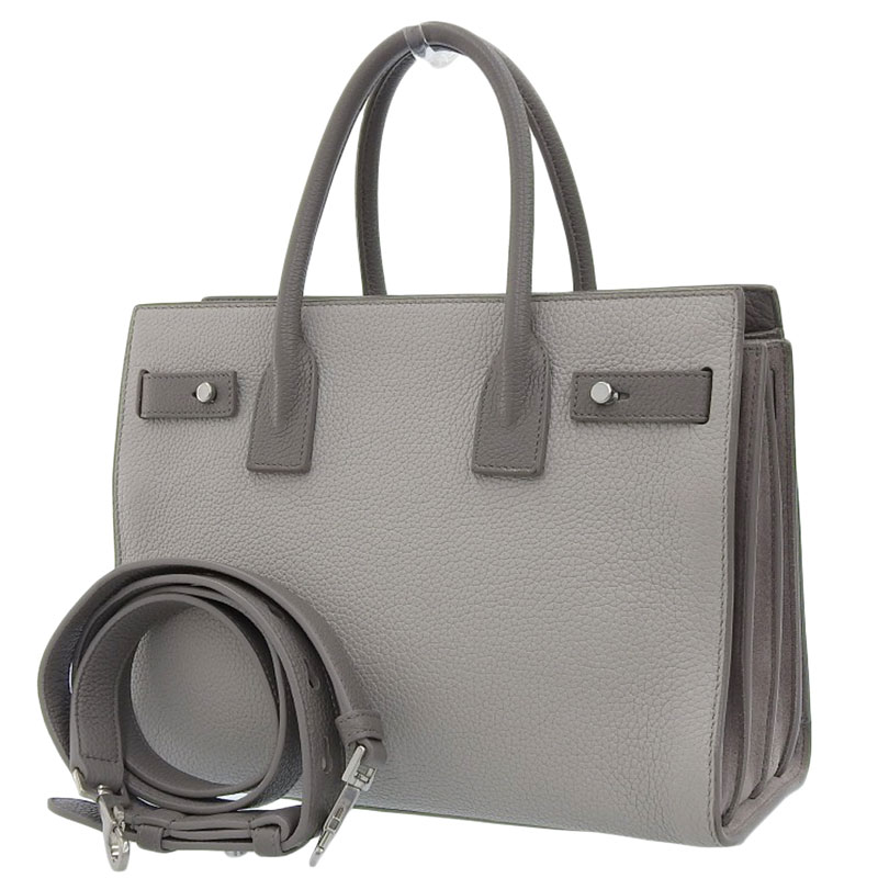 http://サンローラン%20SAINT%20LAURENT%20サックドジュール%202WAY%20ハンドバッグ%20ショルダーバッグ%20バイカラー%20レザー%20グレー%20477477%20中古%20OB1718