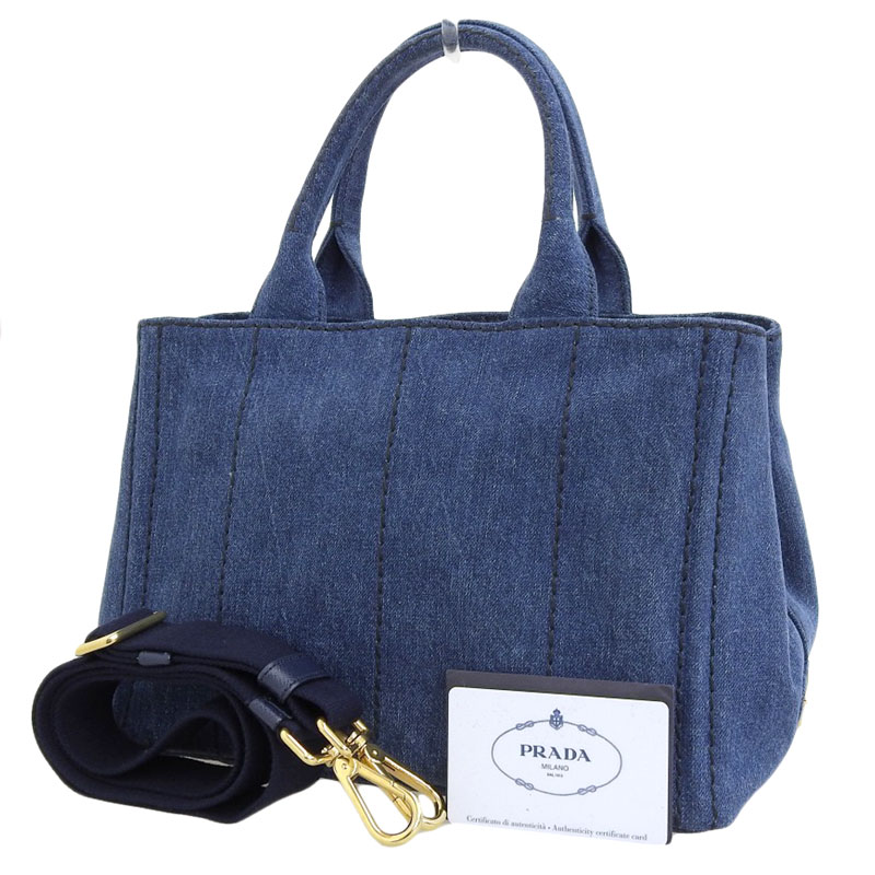 http://プラダ%20PRADA%20カナパ%202WAYバッグ%20トートバッグ%20ショルダーバッグ%20デニム%20ブルー%201BG439%20中古%20OB1720