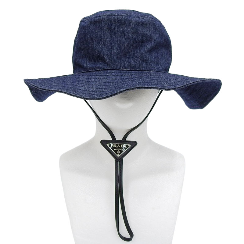 http://プラダ%20PRADA%20デニムハット%20帽子%20ファブリック%20ネイビー%20トライアングルロゴ%20#L%201HC250%20中古%20OBB0545