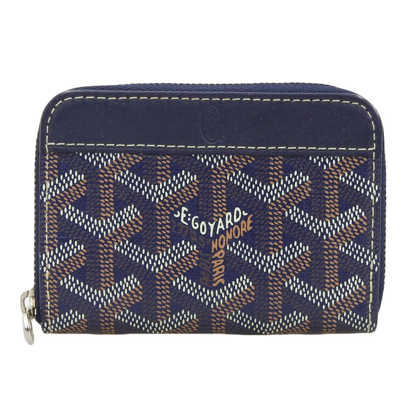 ゴヤール GO YARD マティニョン コインケース 小銭入れ PVC/レザー ネイビー/イエロー コインケース 中古 OBB0546