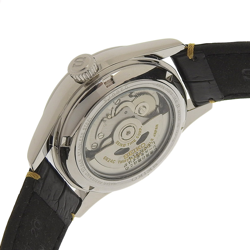 http://セイコー%20SEIKO%20プレザージュ%20メンズ%20自動巻き%20腕時計%20SS/革%20漆ダイヤル%20ブラック文字盤%20SARD011%20美品%20OW0416
