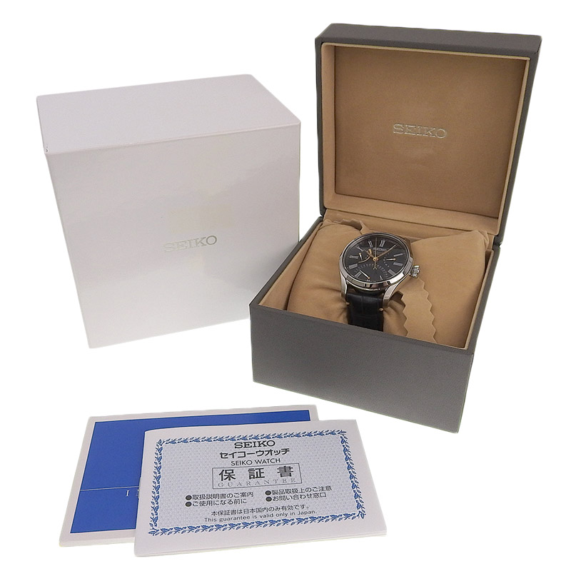 http://セイコー%20SEIKO%20プレザージュ%20メンズ%20自動巻き%20腕時計%20SS/革%20漆ダイヤル%20ブラック文字盤%20SARD011%20美品%20OW0416