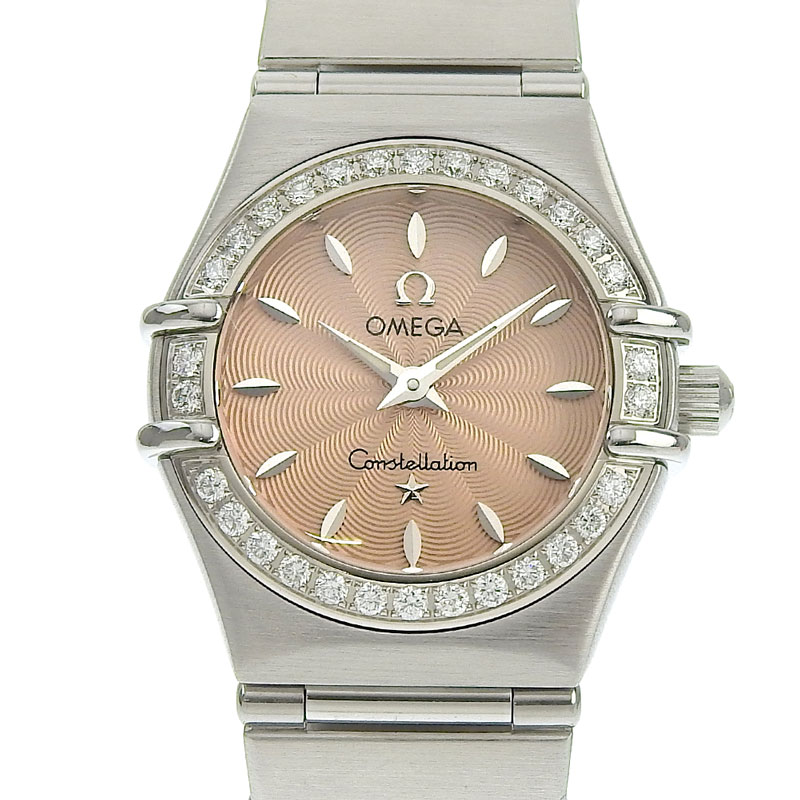 オメガ OMEGA オメガ コンステレーション レディース クォーツ 腕時計 ダイヤモンドベゼル SS ピンク文字盤 1466.62 中古 OW0421