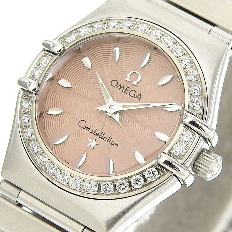 http://オメガ%20OMEGA%20オメガ%20コンステレーション%20レディース%20クォーツ%20腕時計%20ダイヤモンドベゼル%20SS%20ピンク文字盤%201466.62%20中古%20OW0421