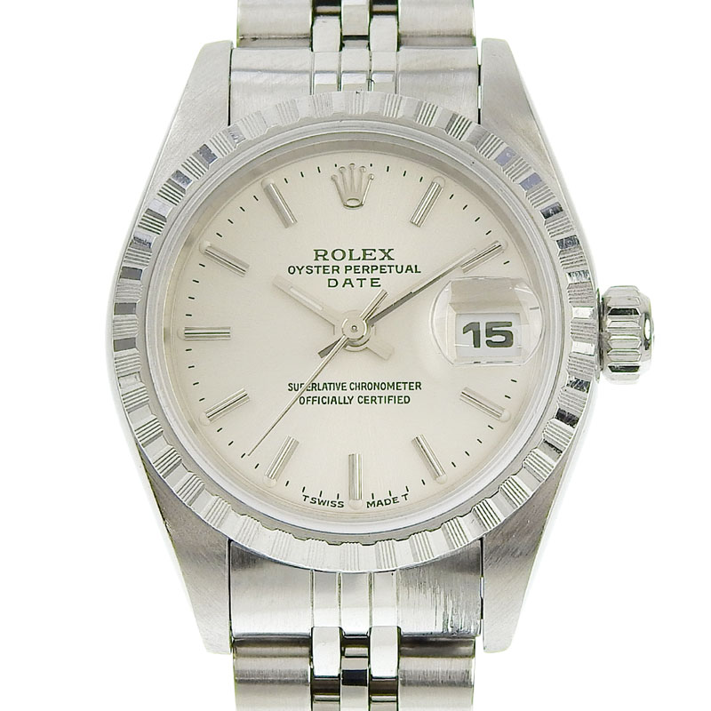 ロレックス オイスターパーペチュアル デイト レディース 自動巻き 腕時計 SS シルバー文字盤 U番 1997〜1998年 69240 中古 RO0227