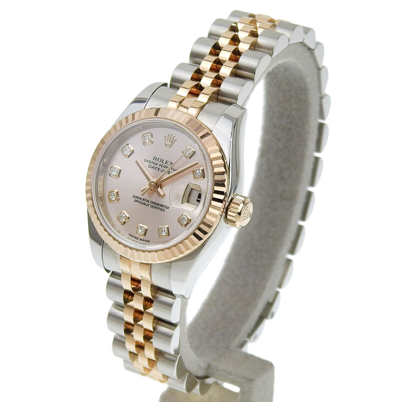 http://ロレックス%20ROLEX%20デイトジャストレディース%20自動巻き%20腕時計%20SS/PG%2010Pダイヤモンド%20ピンク文字盤%202010年%20179171G%20中古%20RO0266