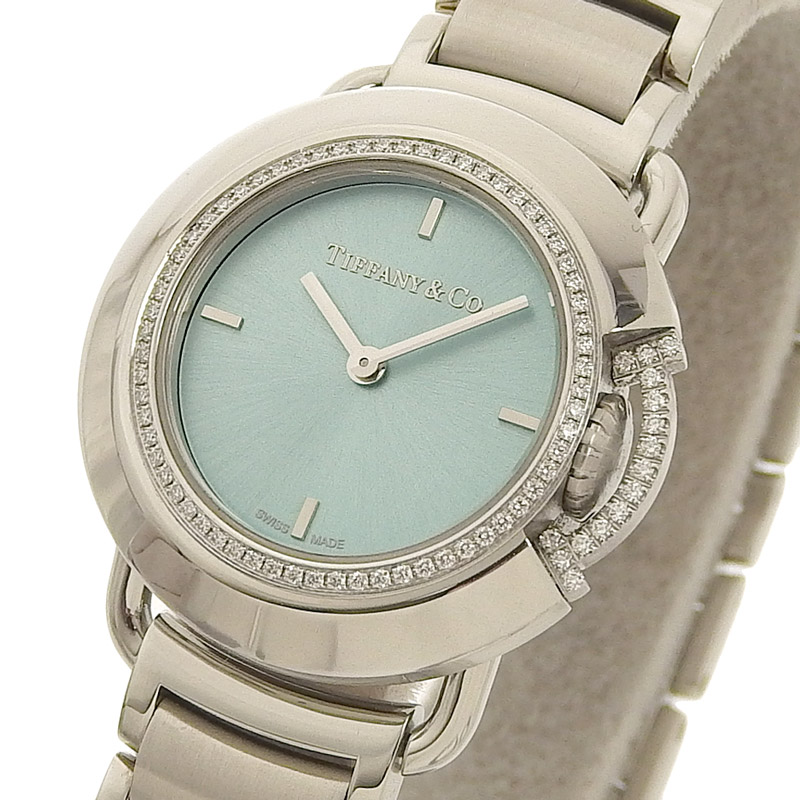 http://ティファニー%20TIFFANY%20&%20Co.%20ティファニーT%20レディース%20クォーツ%20腕時計%20SS%20ベゼルダイヤ%20青文字盤%20500本限定%2068477425%20中古%20TI0136