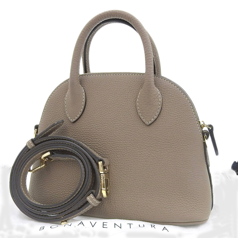 http://ボナベンチュラ%20BONAVENTURA%20エマ%2022%20ミニ%202WAYバッグ%20ハンドバッグ%20ショルダーバッグ%20レザー%20エトゥープ%20美品%20OB1727