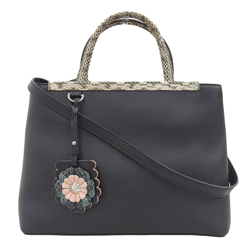 フェンディ FENDI プチトゥージュール 2WAYバッグ ハンドバッグ ショルダーバッグ レザー ブラック/パイソン 8BH253 中古 OB1730