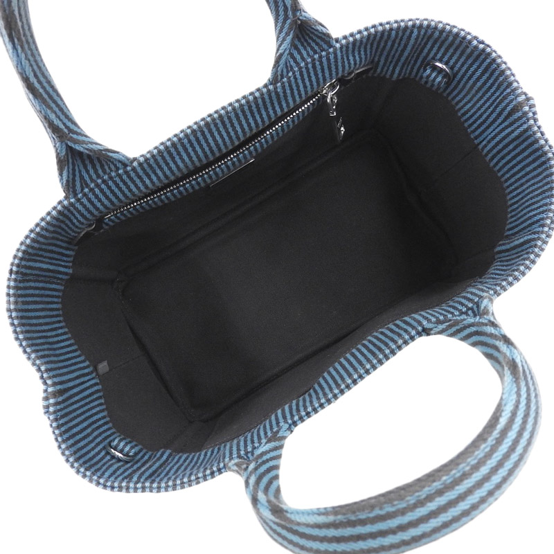 http://プラダ%20PRADA%20カナパ%202WAYバッグ%20トートバッグ%20ショルダーバッグ%20ストライプ%20キャンバス%20ブルー/ブラック%201BG439%20中古%20OB1731