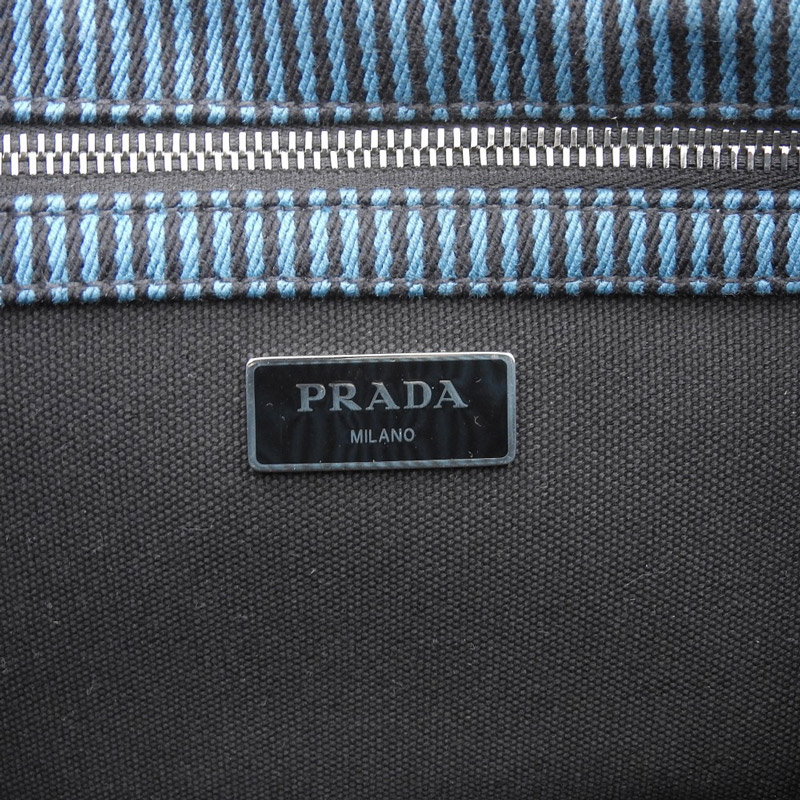 http://プラダ%20PRADA%20カナパ%202WAYバッグ%20トートバッグ%20ショルダーバッグ%20ストライプ%20キャンバス%20ブルー/ブラック%201BG439%20中古%20OB1731