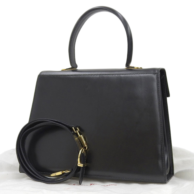 http://フェラガモ%20FERRAGAMO%20ガンチーニ%202WAYバッグ%20ハンドバッグ%20ショルダーバッグ%20レザー%20ブラック%20中古%20OB1732