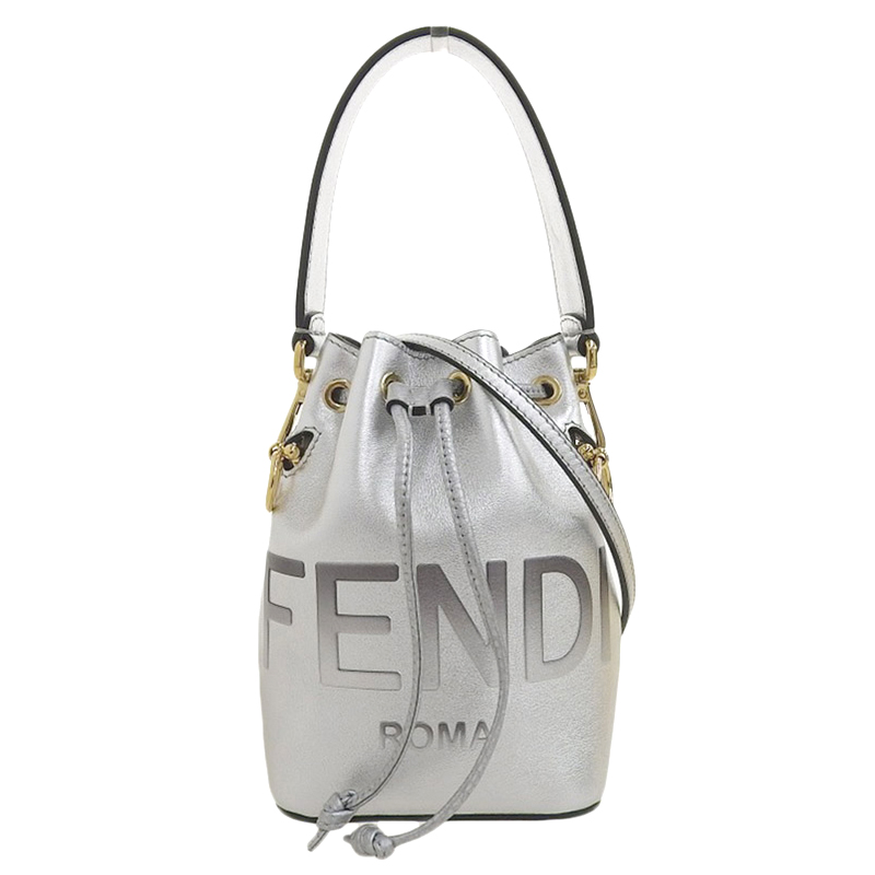フェンディ FENDI ミニモントレゾール 2WAYバッグ ハンドバッグ ショルダーバッグ レザー シルバー 8BS010 中古 OB1736