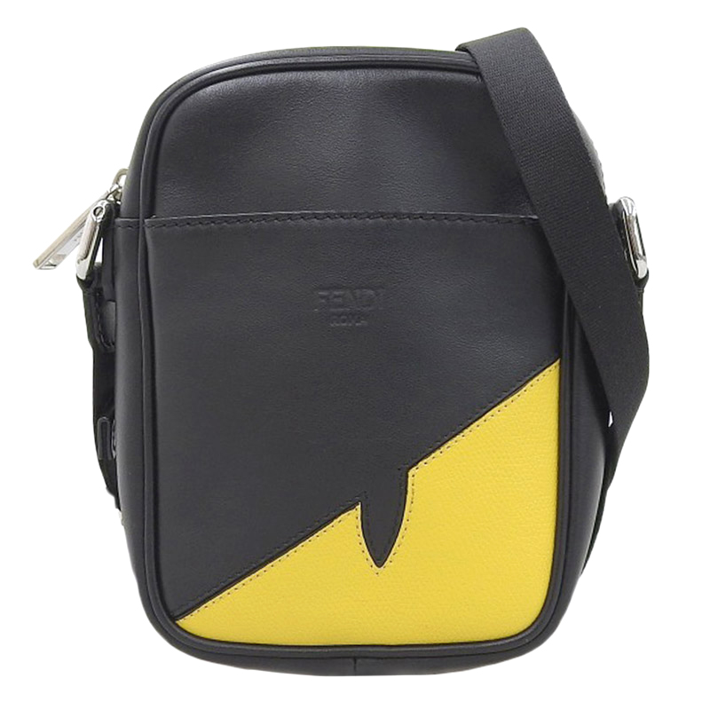 フェンディ FENDI バグズ ショルダーバッグ レザー ブラック 7VA456 中古 OB1738