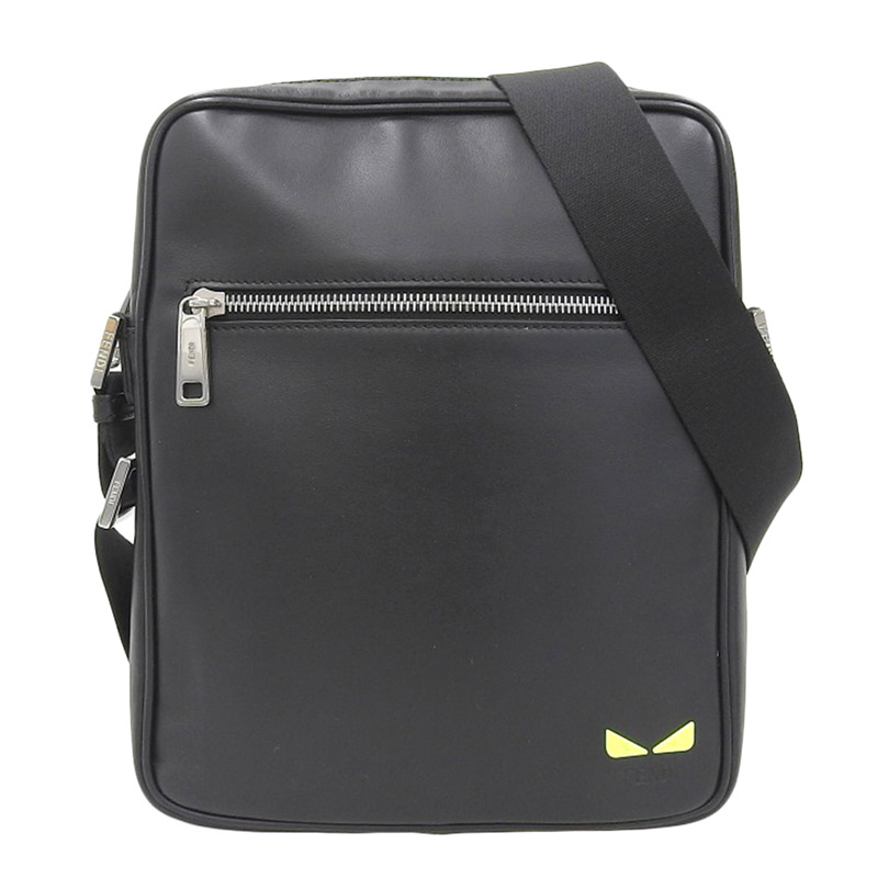 フェンディ FENDI バッグバグズ ショルダーバッグ モンスター レザー ブラック/グリーン 7VA461 中古 OB1743