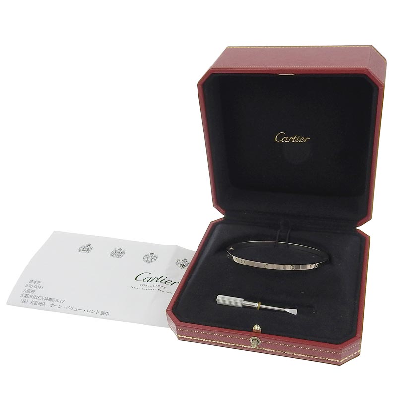 http://カルティエ%20CARTIER%20ラブブレスSM%20ブレスレット%20K18WG%20#19%20中古%20CA0682