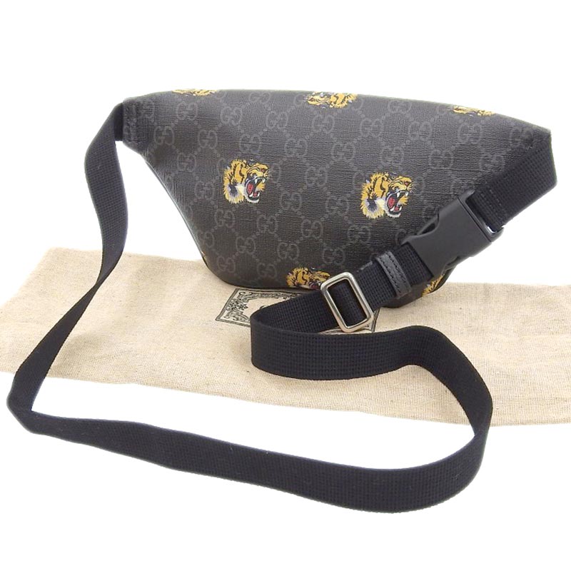 http://グッチ%20GUCCI%20GGスプリーム%20ボディバッグ%20ベルトバッグ%20ウエストバッグ%20ブラック%20タイガー%20675181%20中古%20GU0561