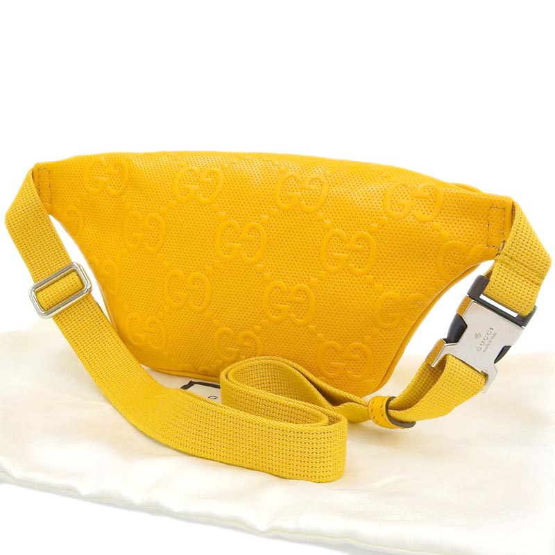 http://グッチ%20GUCCI%20GGエンボス%20ボディバッグ%20ベルトバッグ%20ウエストバッグ%20イエロー%20658582%20中古%20GU0565