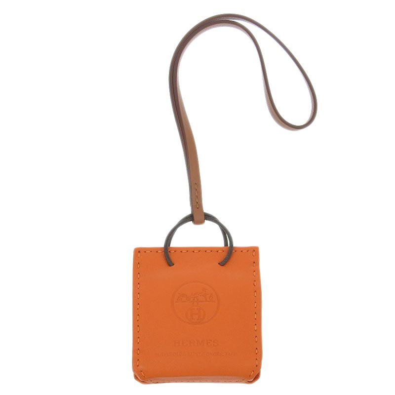 エルメス HERMES サック・オランジュ バッグチャーム レザー オレンジ Y刻印 2020年 美品 HE0913