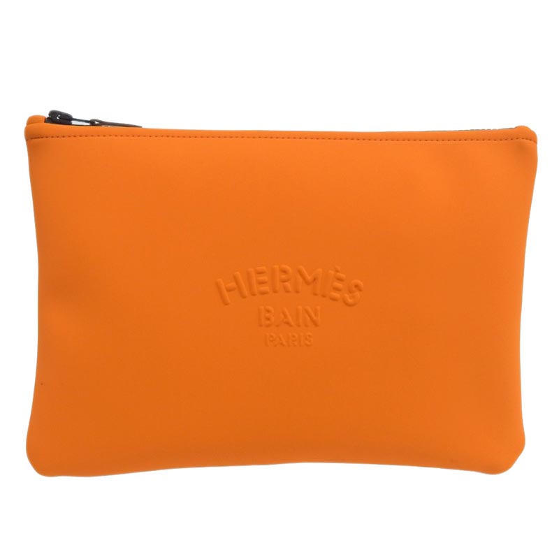 エルメス HERMES ネオバンMM ポーチ クラッチバッグ ポリアミド/エラスタン オレンジ 中古 新入荷 HE0924