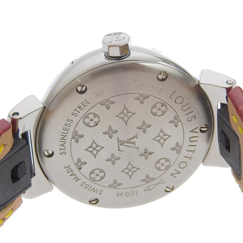 http://ルイヴィトン%20LOUIS%20VUITTON%20タンブール%20レディース%20クォーツ%20腕時計%20SS/革%20ピンク文字盤%20Q1216%20中古%20LV1420