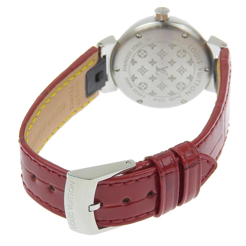 http://ルイヴィトン%20LOUIS%20VUITTON%20タンブール%20レディース%20クォーツ%20腕時計%20SS/革%20ピンク文字盤%20Q1216%20中古%20LV1420