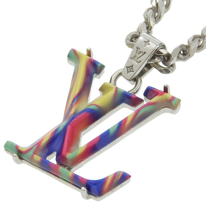 ルイヴィトン LOUIS VUITTON コリエ・LVサイケデリック モノグラムフラワー ネックレス マルチカラー シルバー MP3353 中古 LV1531