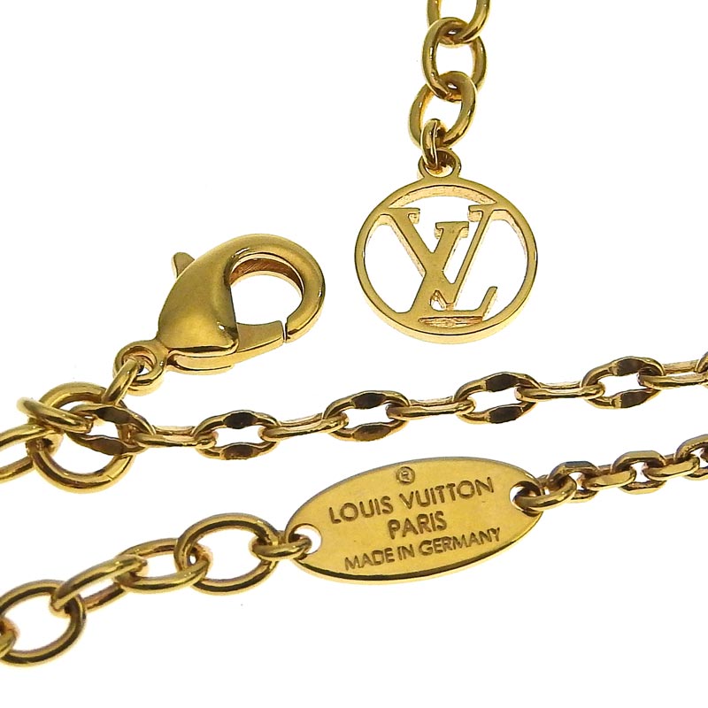 http://ルイヴィトン%20LOUIS%20VUITTON%20コリエ・ブルーミング・ストラス%20LVサークル%20フラワー%20モノグラム%20ゴールド色%20M68374%20中古%20LV1532