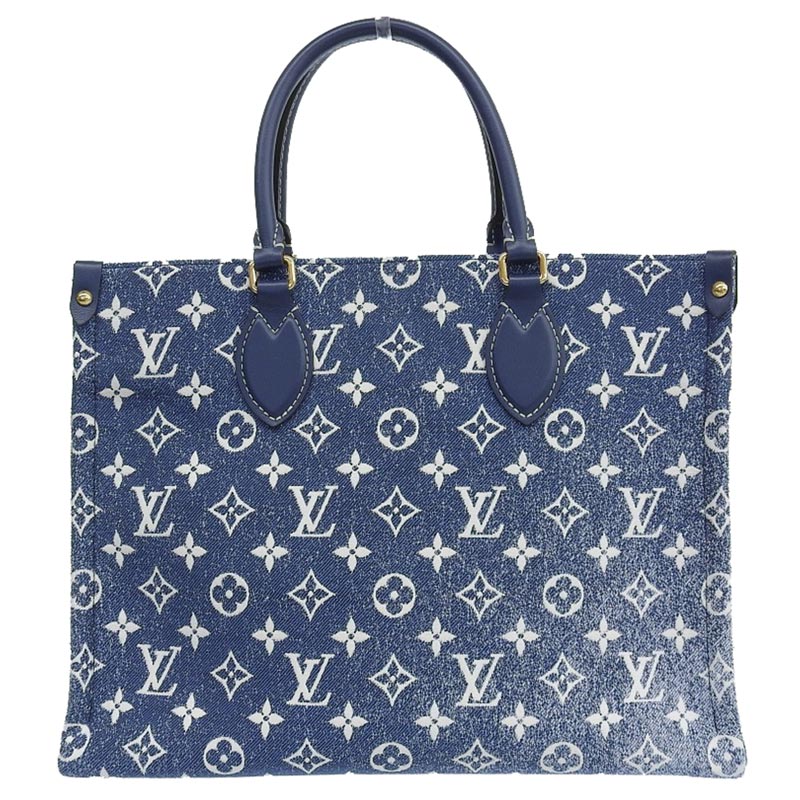 ルイヴィトン LOUIS VUITTON モノグラム ジャガードデニム オンザゴーMM トートバッグ ショルダー マリーヌ M59608 中古 LV1551